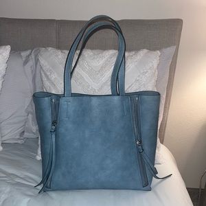 Blue Faux Leather Bag